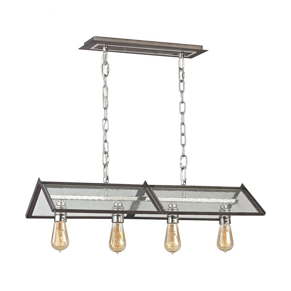 Elk Lighting-31962/4-Ridgeview - 4 Light Chandelier in Transitional Style with Modern Farmhouse and Urban/Industrial inspirations - 8 Inches tall and 13 inches wide   Polished Nickel/Weathered Zinc Fi