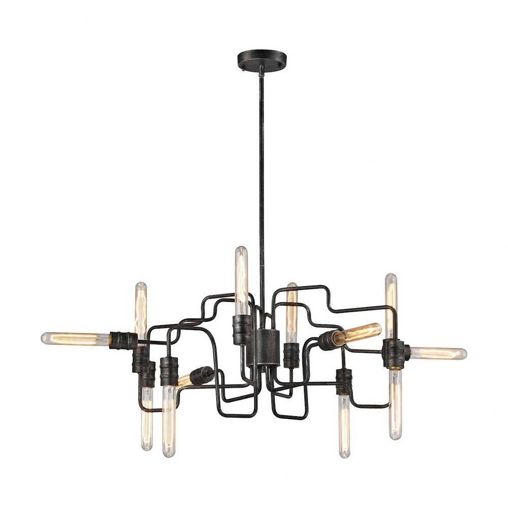 Elk Lighting-31992/12-Transit - 12 Light Chandelier in Modern/Contemporary Style with Retro and Urban/Industrial inspirations - 12 Inches tall and 29 inches wide   Silvered Graphite Finish