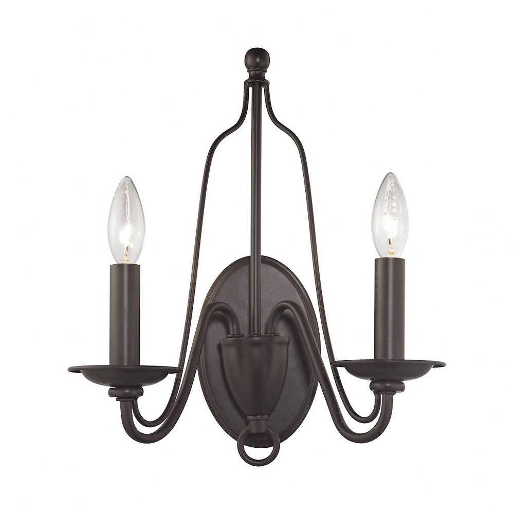 Elk Lighting-32160/2-Monroe - 2 Light Wall Sconce in Transitional Style with Country/Cottage and French Country inspirations - 15 Inches tall and 13 inches wide   Oil Rubbed Bronze Finish