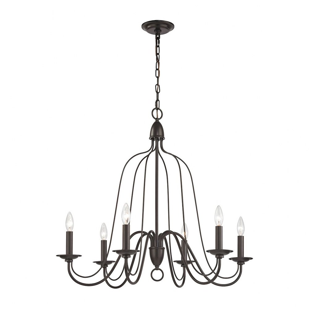 Elk Lighting-32162/6-Monroe - 6 Light Chandelier in Transitional Style with Country/Cottage and French Country inspirations - 27 Inches tall and 30 inches wide   Oil Rubbed Bronze Finish