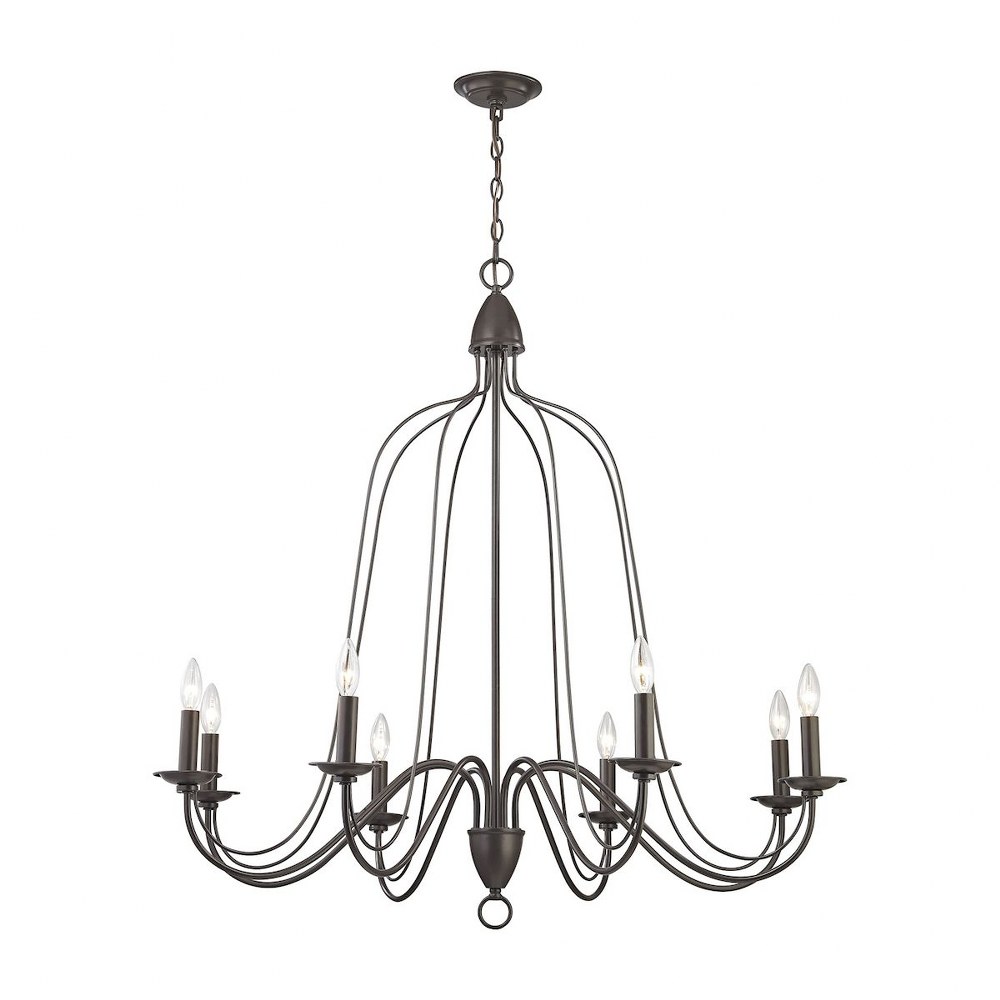 Elk Lighting-32163/8-Monroe - 8 Light Chandelier in Transitional Style with Country/Cottage and French Country inspirations - 39 Inches tall and 40 inches wide   Oil Rubbed Bronze Finish