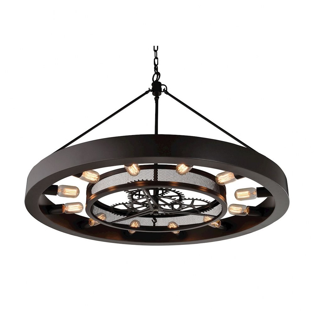 Elk Lighting-32237/12-Chronology - 12 Light Chandelier in Modern/Contemporary Style with Urban and Modern Farmhouse inspirations - 25 Inches tall and 39 inches wide   Oil Rubbed Bronze Finish with Cle