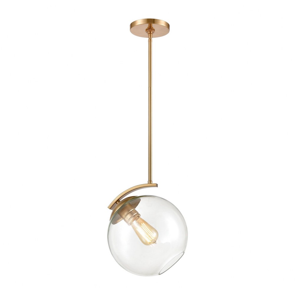 Elk Lighting-32351/1-Collective - 1 Light Mini Pendant in Modern/Contemporary Style with Mid-Century and Retro inspirations - 11 Inches tall and 10 inches wide Satin Brass  Satin Brass Finish with Cle