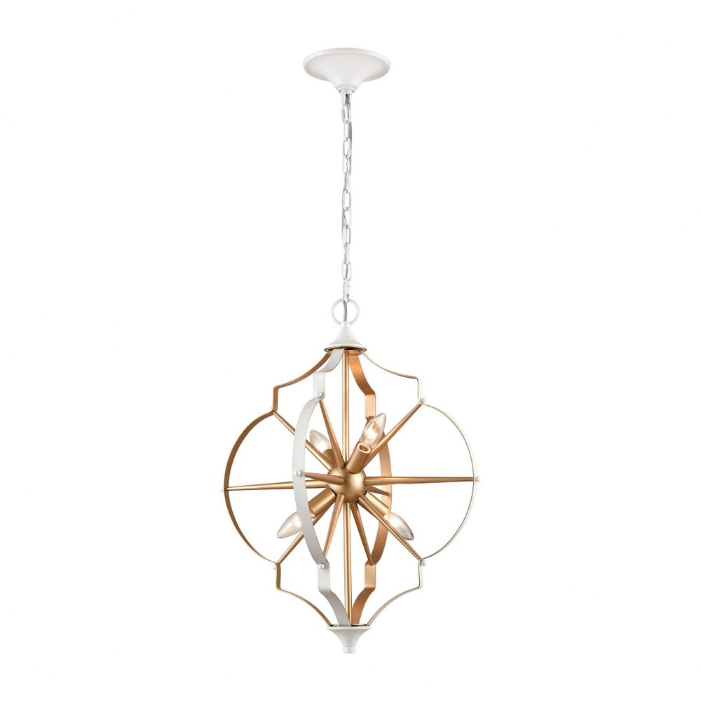 Elk Lighting-33395/4-Laguna Beach - 4 Light Chandelier in Modern/Contemporary Style with Mid-Century and Luxe/Glam inspirations - 23 Inches tall and 18 inches wide   Gold/White Finish