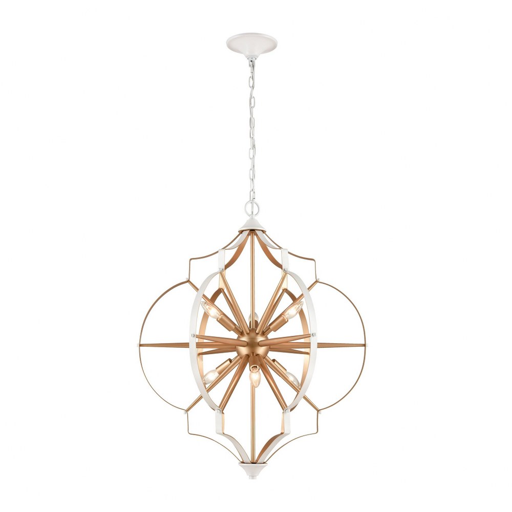 Elk Lighting-33396/6-Laguna Beach - 6 Light Chandelier in Modern/Contemporary Style with Mid-Century and Luxe/Glam inspirations - 31 Inches tall and 26 inches wide   Gold/White Finish