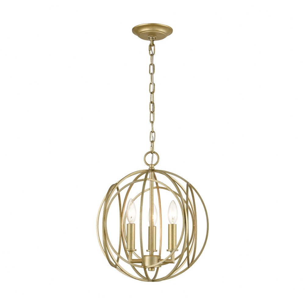 Elk Lighting-33415/3-Loughton - 3 Light Chandelier in Modern/Contemporary Style with Mid-Century and Retro inspirations - 16 Inches tall and 14 inches wide   Golden Silver Finish