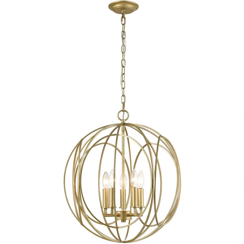 Elk Lighting-33416/5-Loughton - 5 Light Chandelier in Modern/Contemporary Style with Mid-Century and Retro inspirations - 22 Inches tall and 20 inches wide   Golden Silver Finish