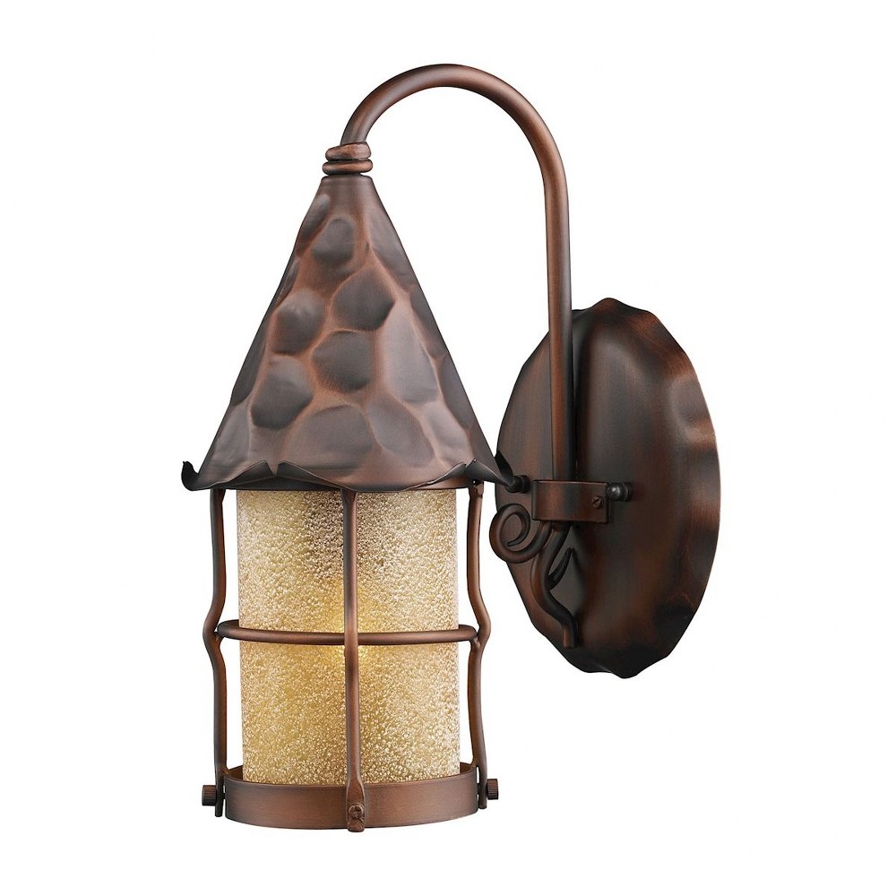 Elk Lighting-381-AC-Rustica - 1 Light Outdoor Wall Lantern in Traditional Style with Southwestern and Country/Cottage inspirations - 14 Inches tall and 7.5 inches wide   Antique Copper Finish with Ant