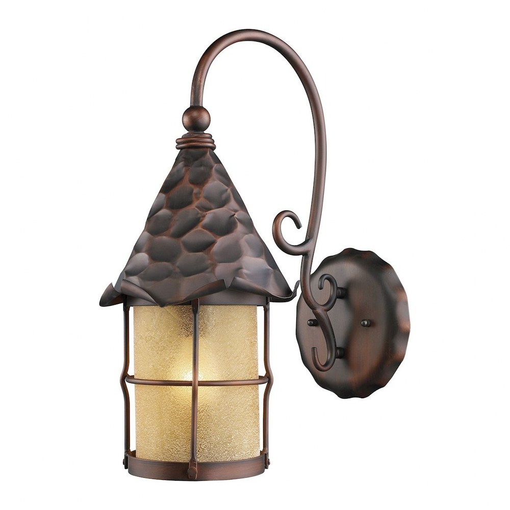 Elk Lighting-385-AC-Rustica - 1 Light Outdoor Wall Lantern in Traditional Style with Southwestern and Country/Cottage inspirations - 19 Inches tall and 10 inches wide   Antique Copper Finish with Anti