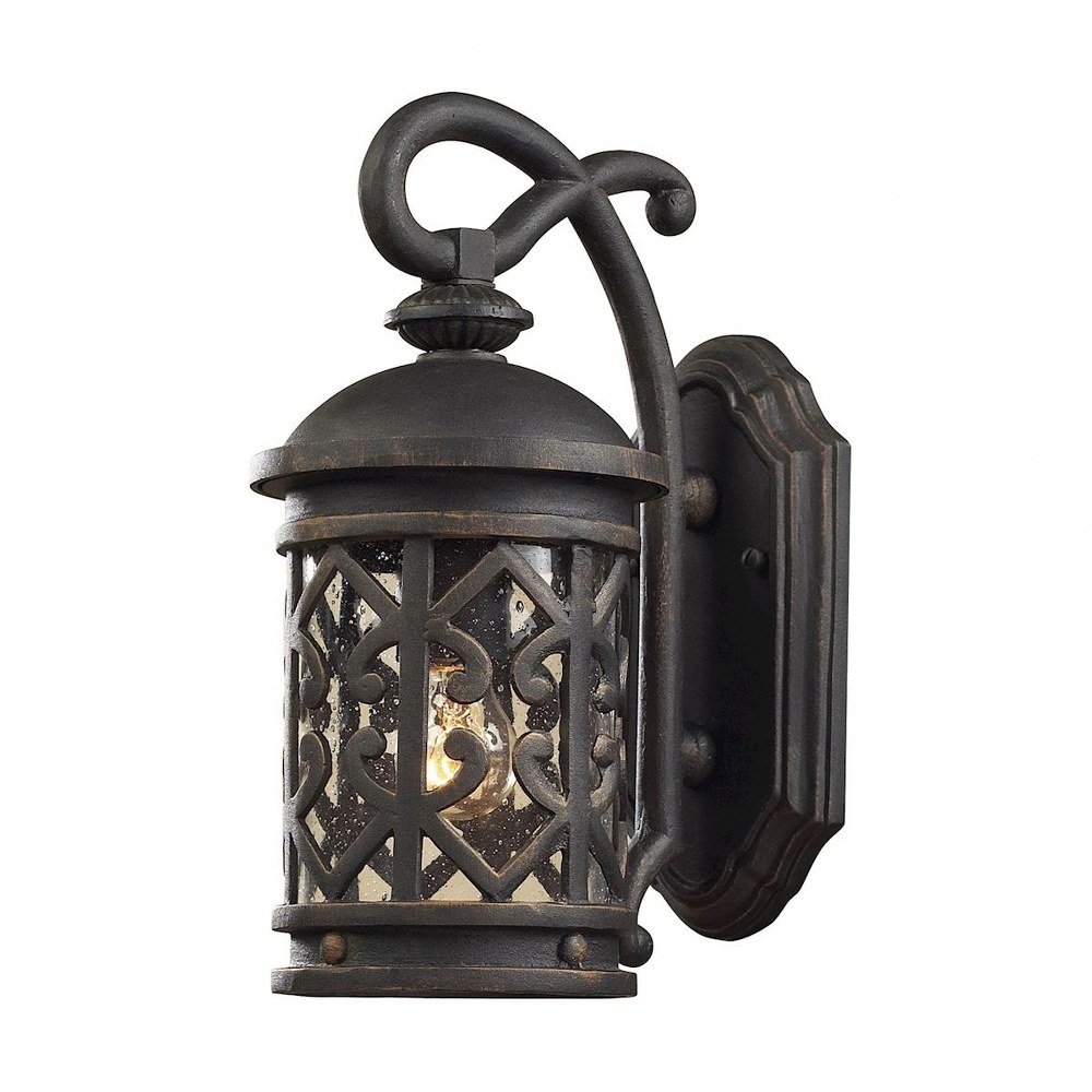 Elk Lighting-42060/1-Tuscany Coast - 1 Light Outdoor Wall Lantern in Traditional Style with Southwestern and Country inspirations - 14 Inches tall and 6 inches wide   Weathered Charcoal Finish with Open Metalwork Shade