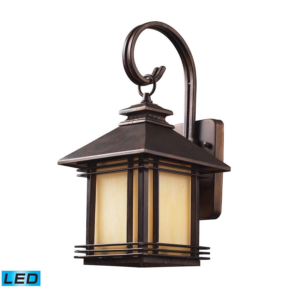 Elk Lighting-42100/1-LED-Blackwell - 1 Light Outdoor Wall Sconce in Transitional Style with Mission and Vintage Charm inspirations - 16 Inches tall and 8 inches wide   Hazlenut Bronze Finish with Ambe