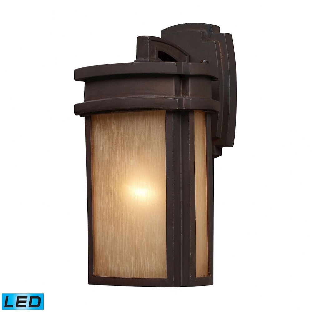 Elk Lighting-42140/1-LED-Sedona - 9.5W 1 LED Outdoor Wall Lantern in Transitional Style with Mission and Vintage Charm inspirations - 13 Inches tall and 7 inches wide   Clay Bronze Finish with Amber G