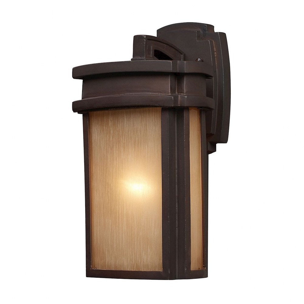 Elk Lighting-42140/1-Sedona - 1 Light Outdoor Wall Lantern in Transitional Style with Mission and Vintage Charm inspirations - 13 Inches tall and 7 inches wide   Clay Bronze Finish with Amber Glass