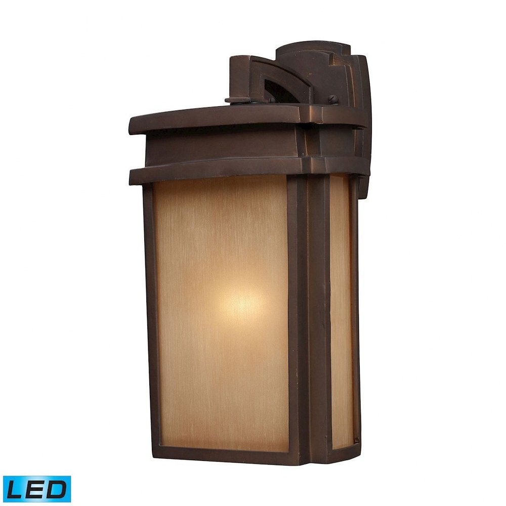 Elk Lighting-42141/1-LED-Sedona - 9.5W 1 LED Outdoor Wall Lantern in Transitional Style with Mission and Vintage Charm inspirations - 16 Inches tall and 9 inches wide   Clay Bronze Finish with Amber G