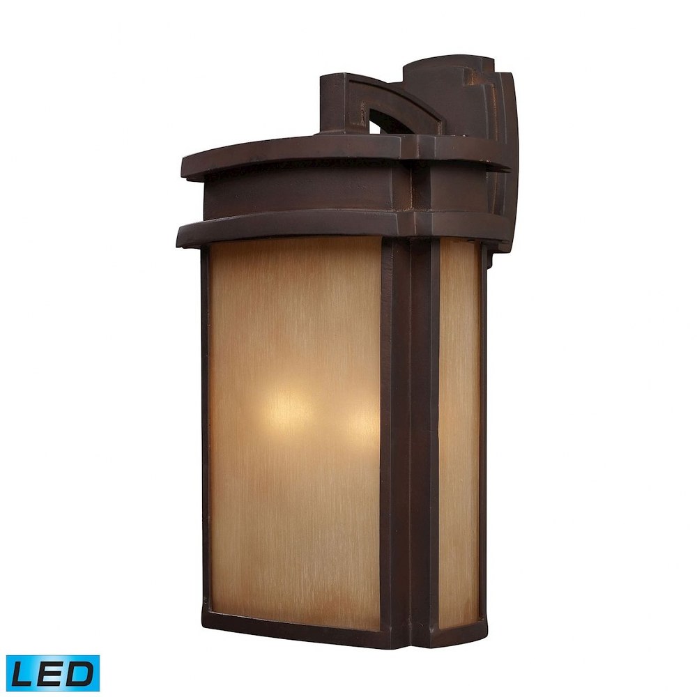 Elk Lighting-42142/2-LED-Sedona - 19W 2 LED Outdoor Wall Lantern in Transitional Style with Mission and Vintage Charm inspirations - 20 Inches tall and 11 inches wide   Clay Bronze Finish with Amber G