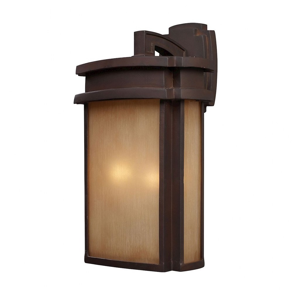 Elk Lighting-42142/2-Sedona - 2 Light Outdoor Wall Lantern in Transitional Style with Mission and Vintage Charm inspirations - 20 Inches tall and 11 inches wide   Clay Bronze Finish with Amber Glass