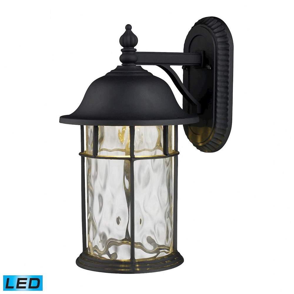 Elk Lighting-42260/1-Lapuente - 6W 1 LED Outdoor Wall Lantern in Transitional Style with Southwestern and Vintage Charm inspirations - 14 Inches tall and 7.62 inches wide   Matte Black Finish with Clear Textured Glass