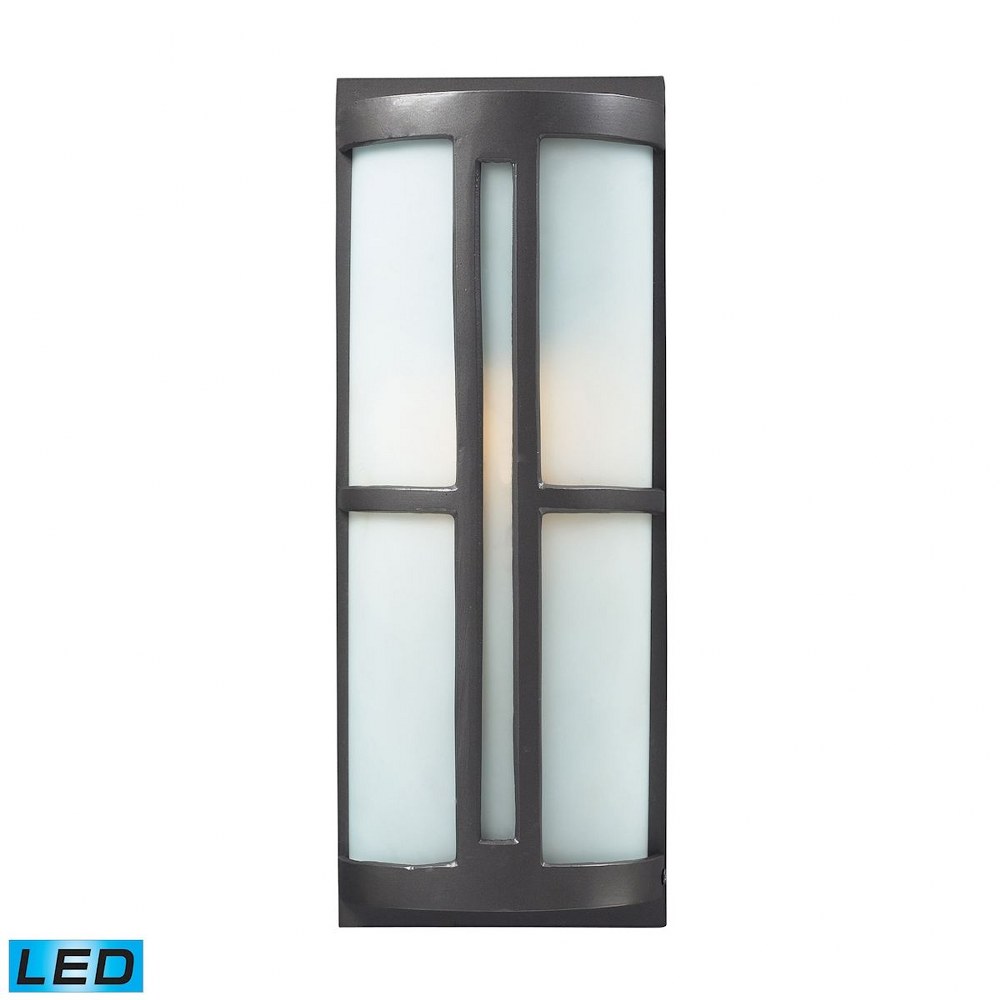 Elk Lighting-42395/1-LED-Trevot - 9.5W 1 LED Outdoor Wall Lantern in Modern/Contemporary Style with Art Deco and Mission inspirations - 17 Inches tall and 7 inches wide   Graphite Finish with White Gl