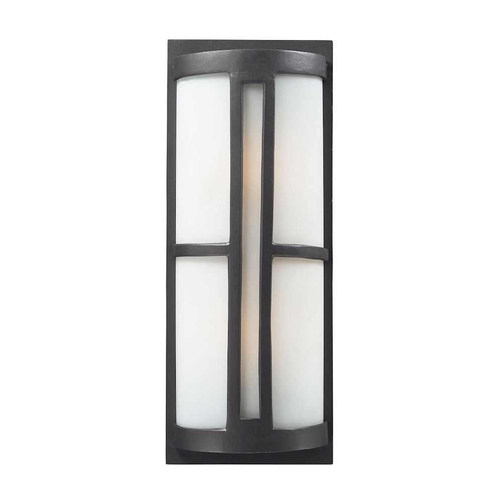 Elk Lighting-42396/2-Trevot - 2 Light Outdoor Wall Mount in Modern/Contemporary Style with Art Deco and Mission inspirations - 22 Inches tall and 9 inches wide   Graphite Finish with Opal White Glass