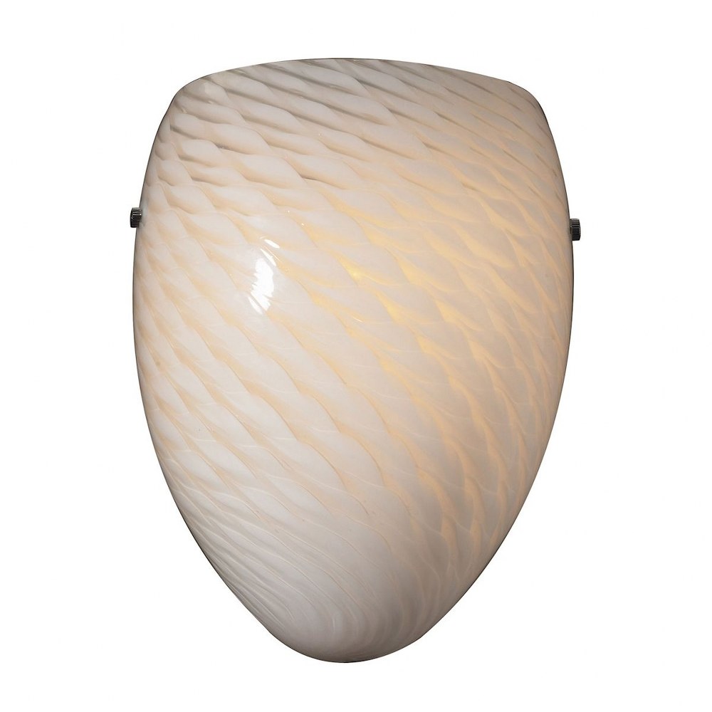 Elk Lighting-426-1WS-Arco Baleno - 1 Light Wall Sconce in Transitional Style with Coastal/Beach and Eclectic inspirations - 10 Inches tall and 8 inches wide   Satin Nickel Finish with White Swirl Glas