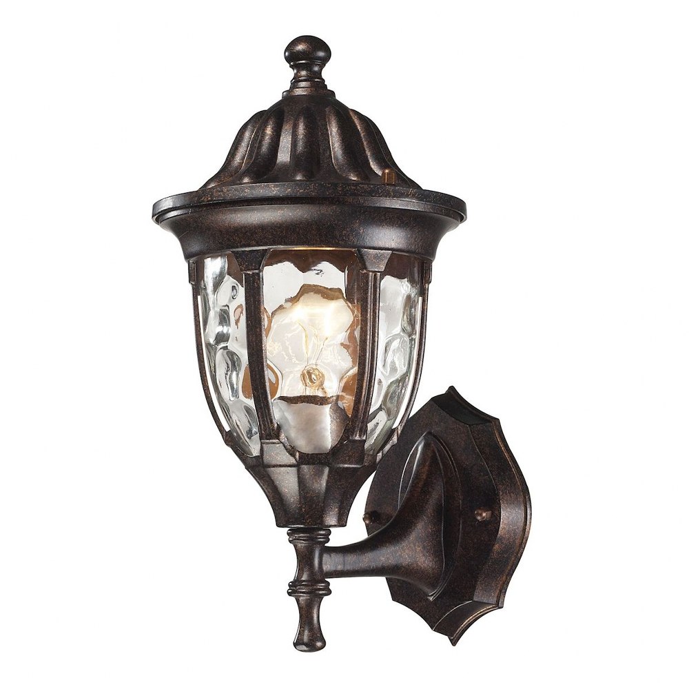 Elk Lighting-45000/1-Glendale - 1 Light Outdoor Wall Lantern in Traditional Style with Victorian and Rustic inspirations - 13 Inches tall and 7 inches wide   Regal Bronze Finish with Clear Glass