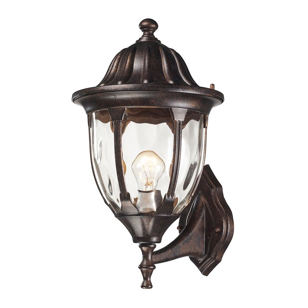 Elk Lighting-45001/1-Glendale - 1 Light Outdoor Wall Lantern in Traditional Style with Victorian and Rustic inspirations - 16 Inches tall and 9 inches wide   Regal Bronze Finish with Clear Glass