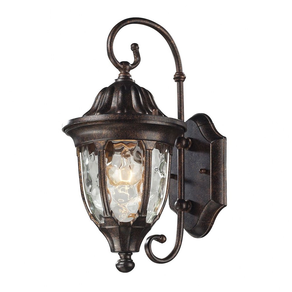 Elk Lighting-45002/1-Glendale - 1 Light Outdoor Wall Lantern in Traditional Style with Victorian and Rustic inspirations - 14 Inches tall and 7 inches wide   Regal Bronze Finish with Clear Glass