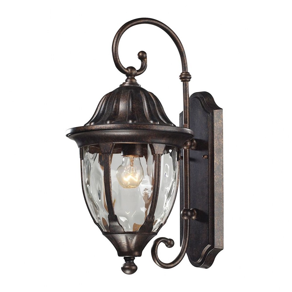 Elk Lighting-45003/1-Glendale - 1 Light Outdoor Wall Lantern in Traditional Style with Victorian and Rustic inspirations - 18 Inches tall and 9 inches wide   Regal Bronze Finish with Clear Glass
