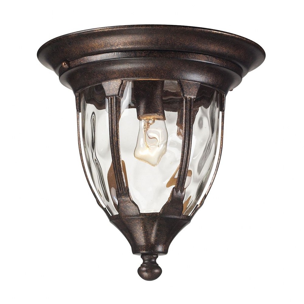Elk Lighting-45004/1-Glendale - 1 Light Outdoor Flush Mount in Traditional Style with Victorian and Rustic inspirations - 11 Inches tall and 11 inches wide   Regal Bronze Finish with Clear Glass