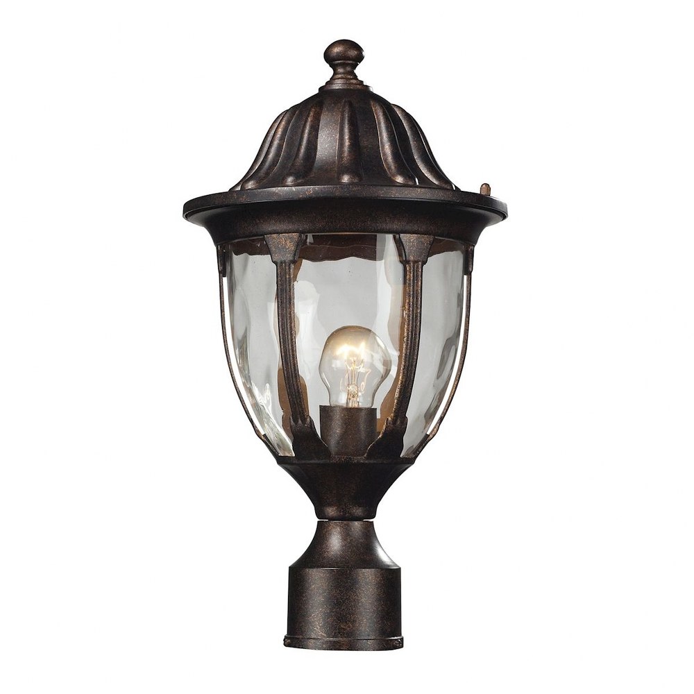 Elk Lighting-45005/1-Glendale - 1 Light Outdoor Post Mount in Traditional Style with Victorian and Rustic inspirations - 17 Inches tall and 9 inches wide   Regal Bronze Finish with Clear Glass