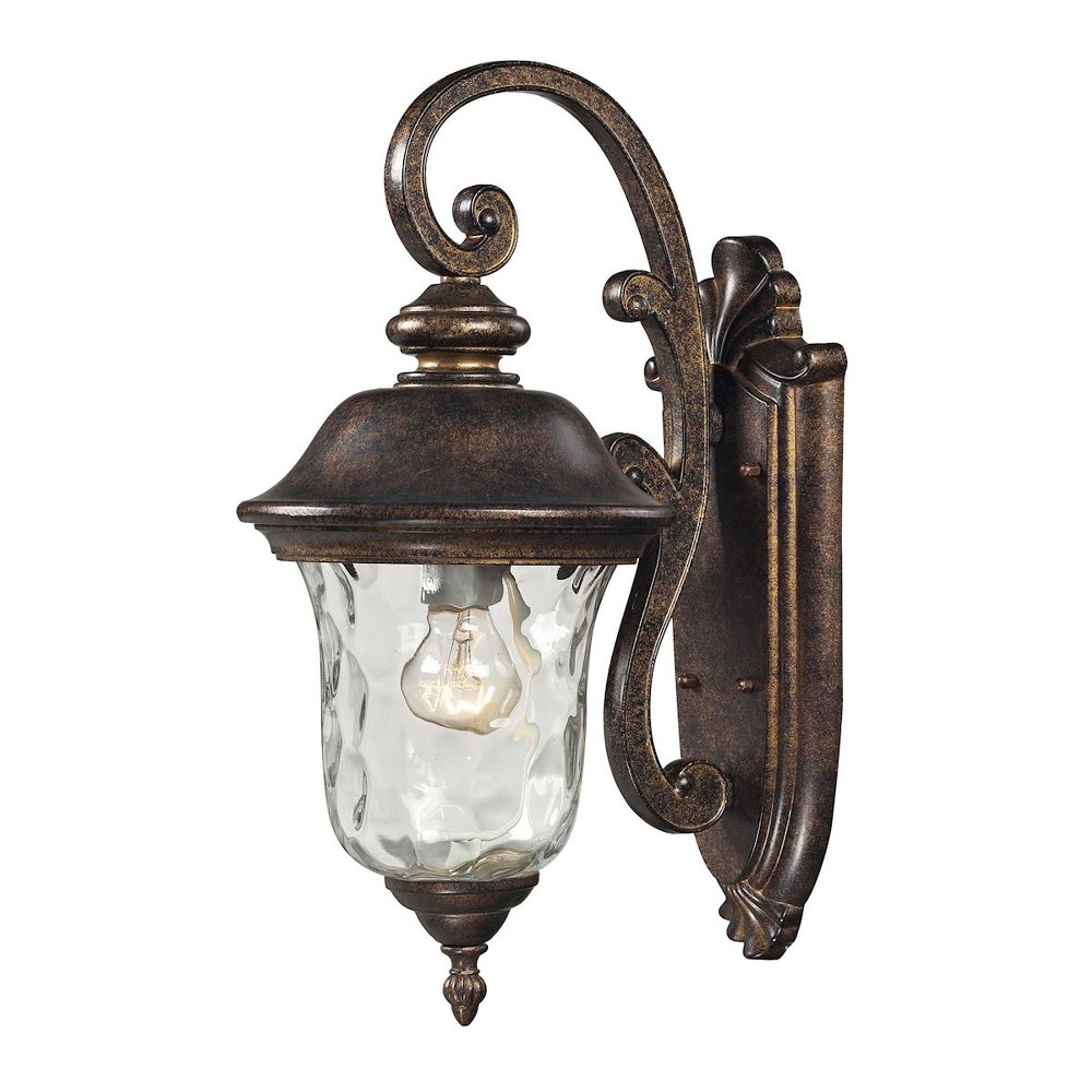 Elk Lighting-45020/1-Lafayette - 1 Light Outdoor Wall Sconce in Traditional Style with Victorian and Rustic inspirations - 16 Inches tall and 8 inches wide   Regal Bronze Finish with Water Glass