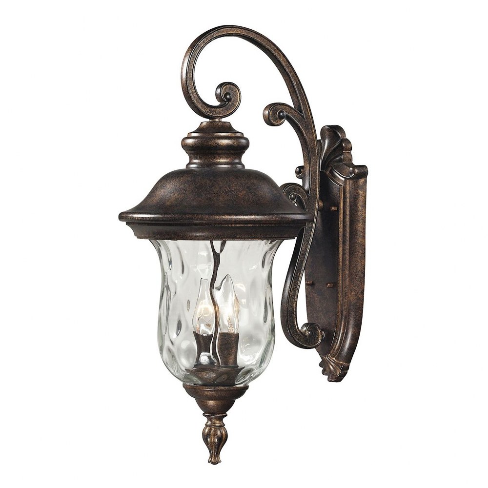 Elk Lighting-45022/3-Lafayette - 3 Light Outdoor Wall Lantern in Traditional Style with Victorian and Rustic inspirations - 27 Inches tall and 12 inches wide   Regal Bronze Finish with Clear Glass