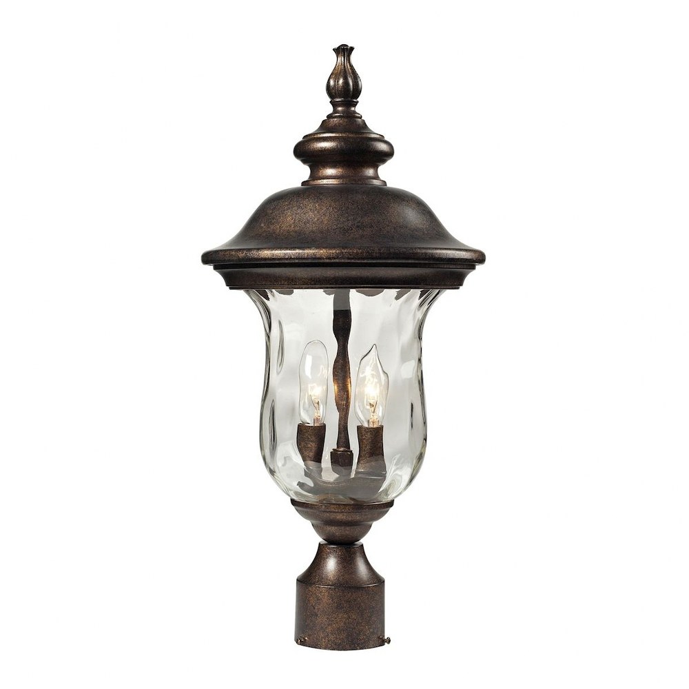 Elk Lighting-45023/2-Lafayette - 2 Light Outdoor Post Mount in Traditional Style with Victorian and Rustic inspirations - 21 Inches tall and 10 inches wide   Regal Bronze Finish with Clear Glass