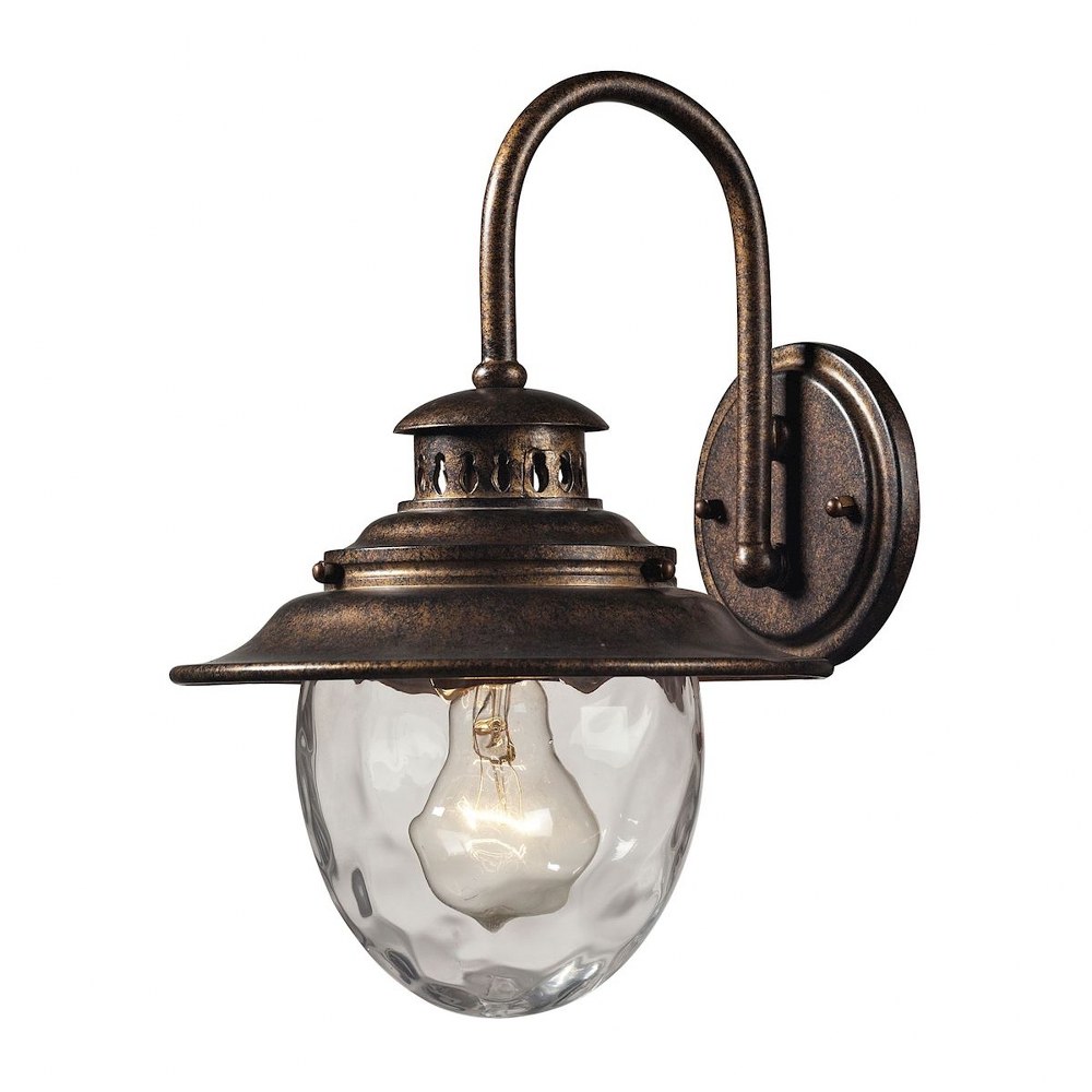 Elk Lighting-45030/1-Searsport - One Light Outdoor Wall Lantern   Regal Bronze Finish with Clear Water Glass with Regal Bronze Shade