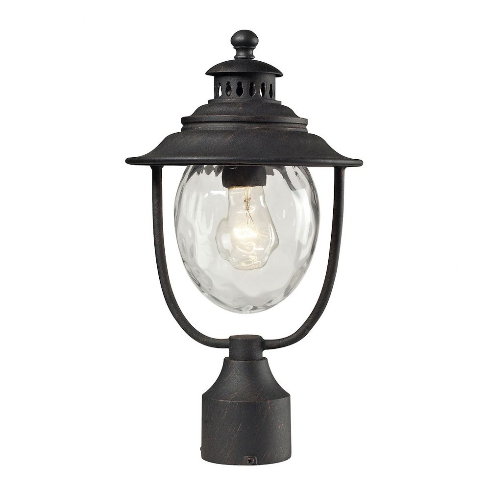 Elk Lighting-45042/1-Searsport - 1 Light Outdoor Post Mount in Traditional Style with Vintage Charm and Country/Cottage inspirations - 15 Inches tall and 8 inches wide Weathered Charcoal  Dark Wood Fi