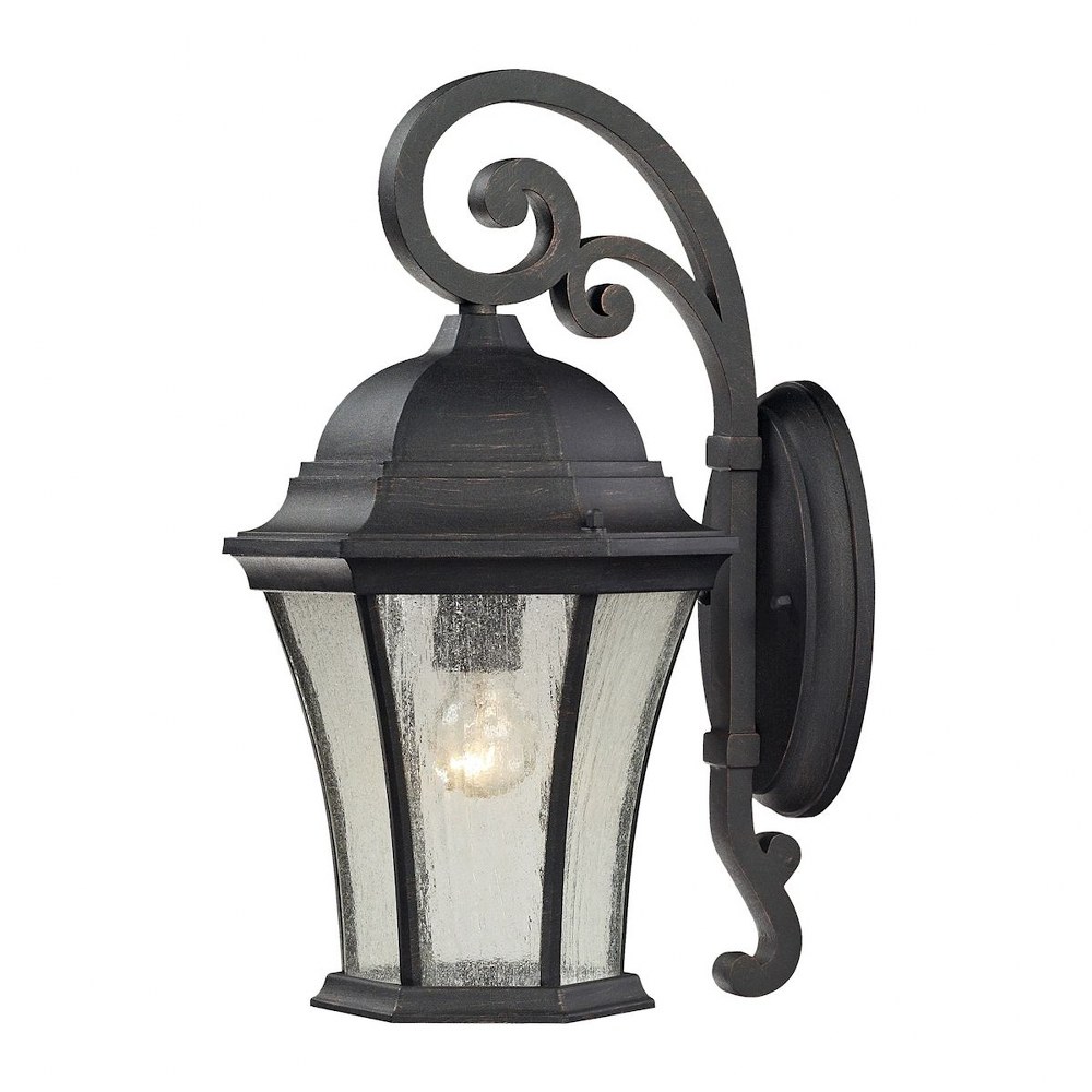 Elk Lighting-45051/1-Wellington Park - 1 Light Outdoor Wall Lantern in Traditional Style with Victorian and Southwestern inspirations - 17 Inches tall and 9 inches wide   Weathered Charcoal Finish wit