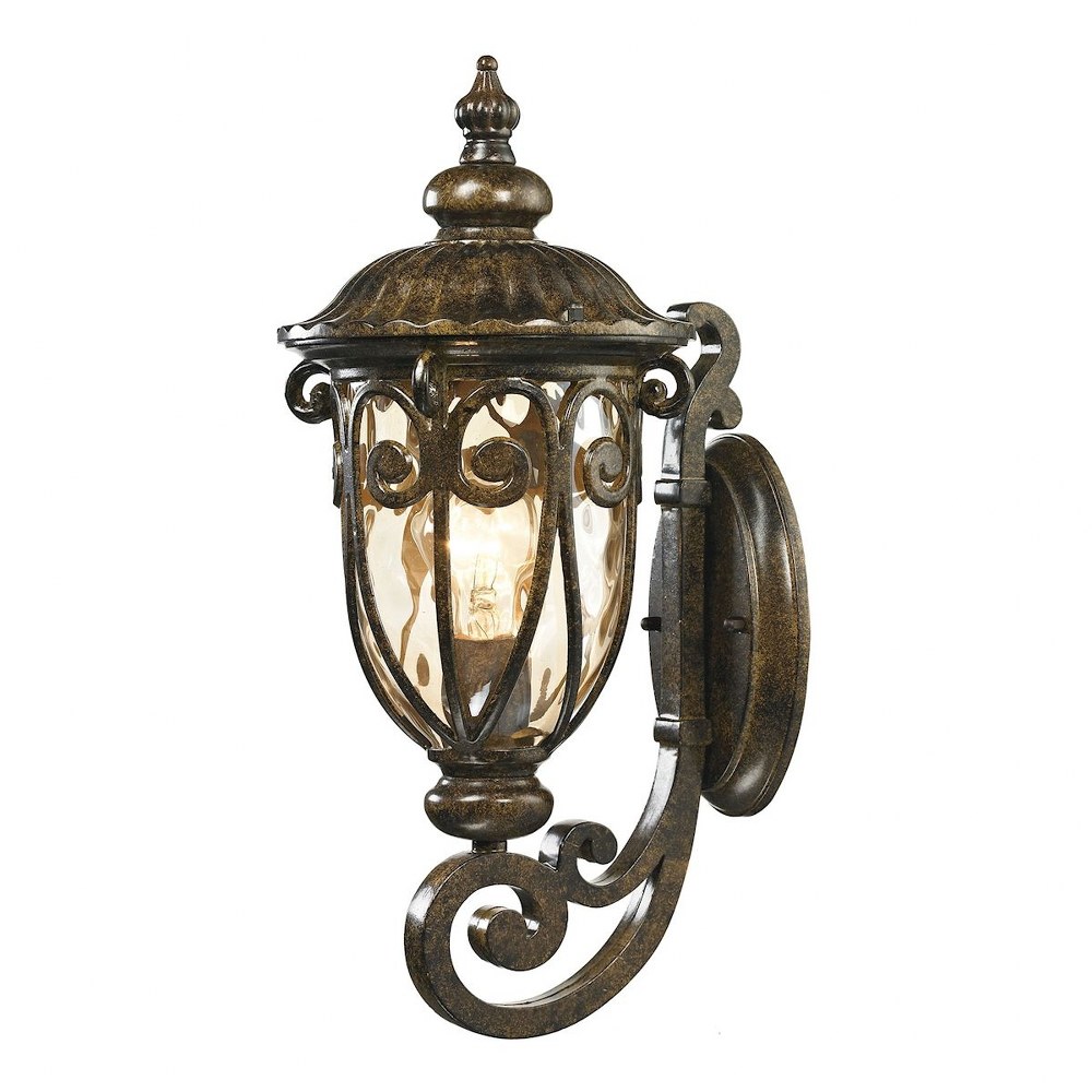 Elk Lighting-45070/1-Logansport - 1 Light Outdoor Wall Lantern in Traditional Style with Victorian and Vintage Charm inspirations - 18 Inches tall and 8 inches wide   Hazelnut Bronze Finish with Light