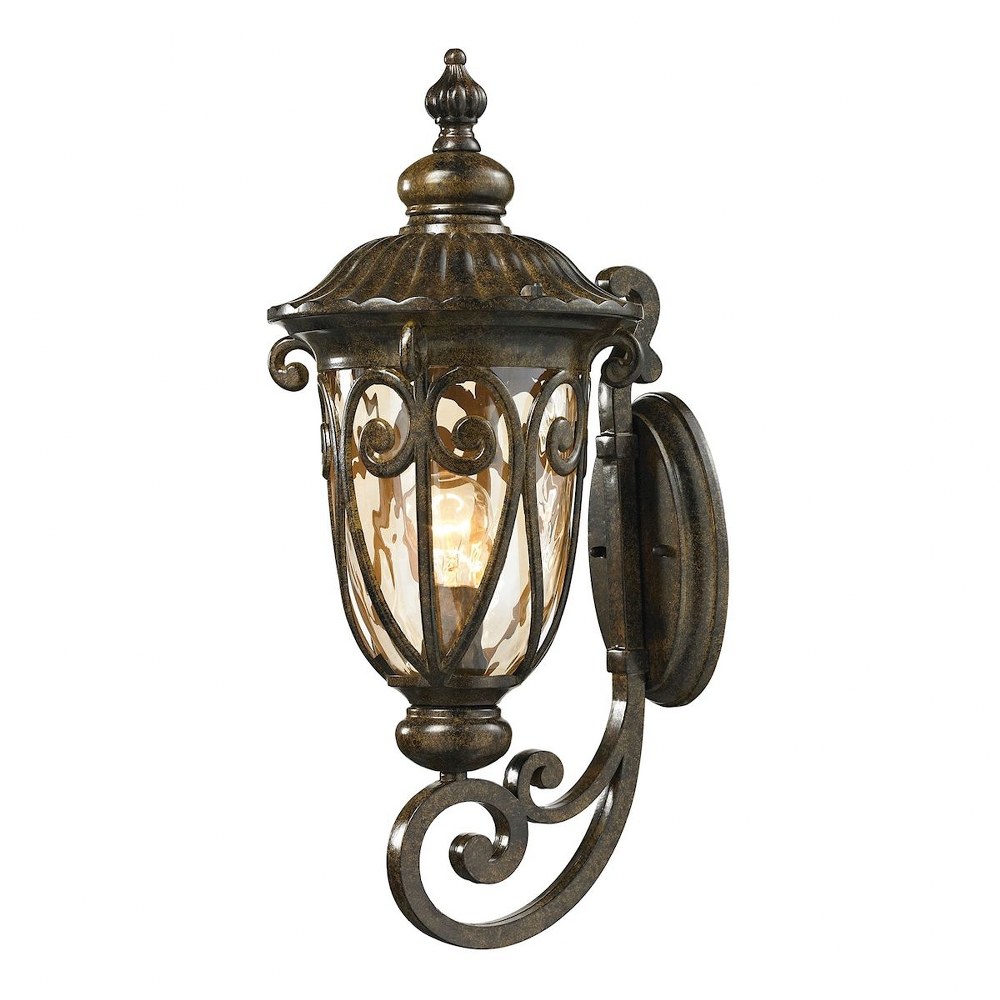 Elk Lighting-45071/1-Logansport - 1 Light Outdoor Wall Lantern in Traditional Style with Victorian and Vintage Charm inspirations - 22 Inches tall and 10 inches wide   Hazelnut Bronze Finish with Ligh