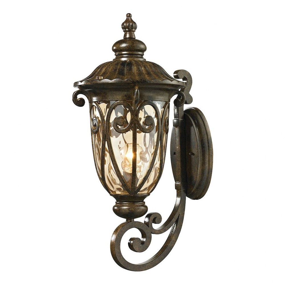 Elk Lighting-45072/1-Logansport - 1 Light Outdoor Wall Lantern in Traditional Style with Victorian and Vintage Charm inspirations - 24 Inches tall and 11 inches wide   Hazelnut Bronze Finish with Ligh