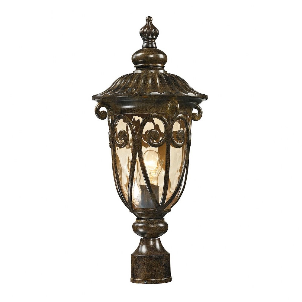 Elk Lighting-45073/1-Logansport - 1 Light Outdoor Post Mount in Traditional Style with Victorian and Vintage Charm inspirations - 21 Inches tall and 9 inches wide   Hazelnut Bronze Finish with Light A