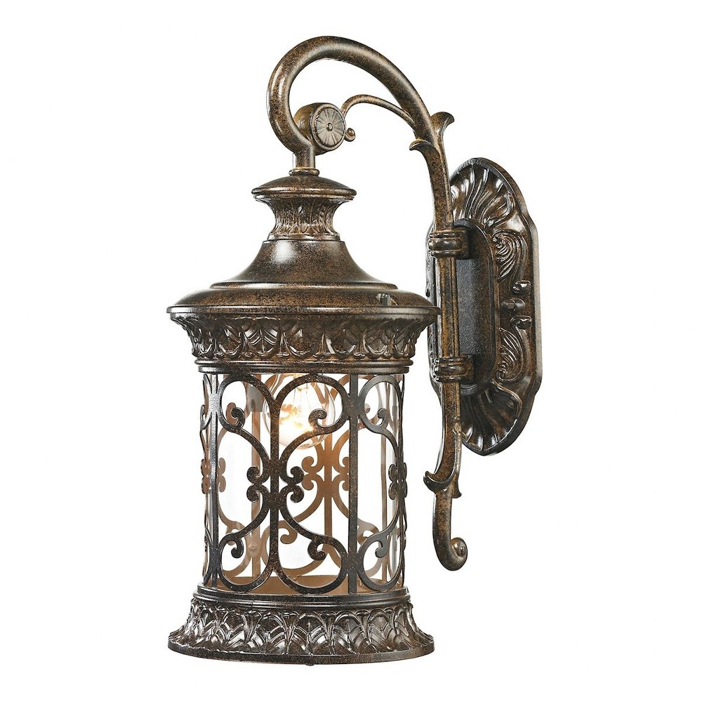 Elk Lighting-45080/1-Orlean - 1 Light Outdoor Wall Lantern in Traditional Style with Victorian and Vintage Charm inspirations - 17 Inches tall and 8 inches wide   Hazelnut Bronze Finish