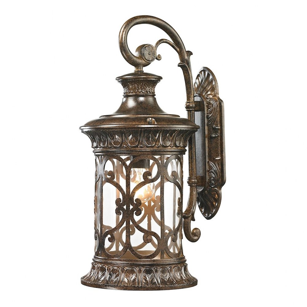 Elk Lighting-45081/1-Orlean - 1 Light Outdoor Wall Lantern in Traditional Style with Victorian and Vintage Charm inspirations - 21 Inches tall and 10 inches wide   Hazelnut Bronze Finish