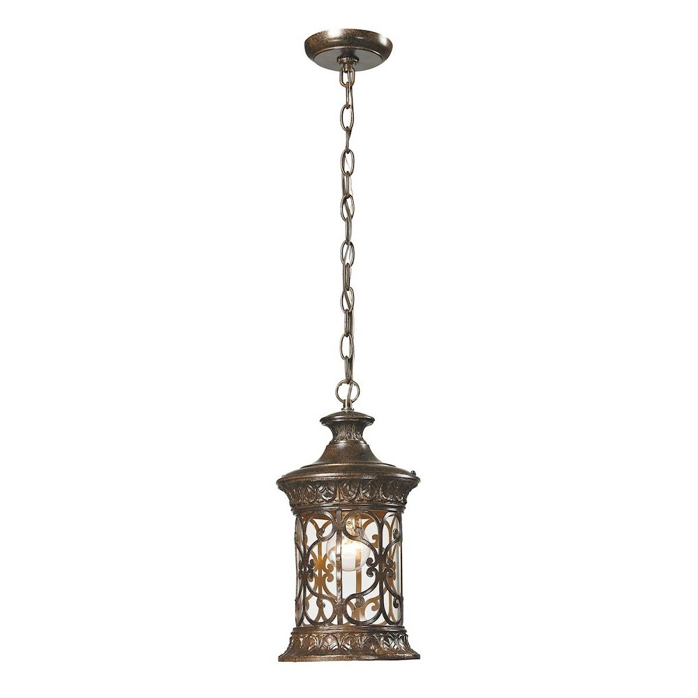 Elk Lighting-45083/1-Orlean - 1 Light Outdoor Pendant in Traditional Style with Victorian and Vintage Charm inspirations - 15 Inches tall and 7 inches wide   Hazelnut Bronze Finish