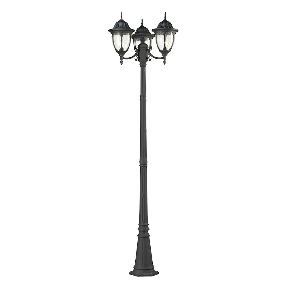 Elk Lighting-45089/3-Central Square - 3 Light Outdoor Post Mount in Traditional Style with Victorian and Vintage Charm inspirations - 91 Inches tall and 26 inches wide   Textured Matte Black Finish wi