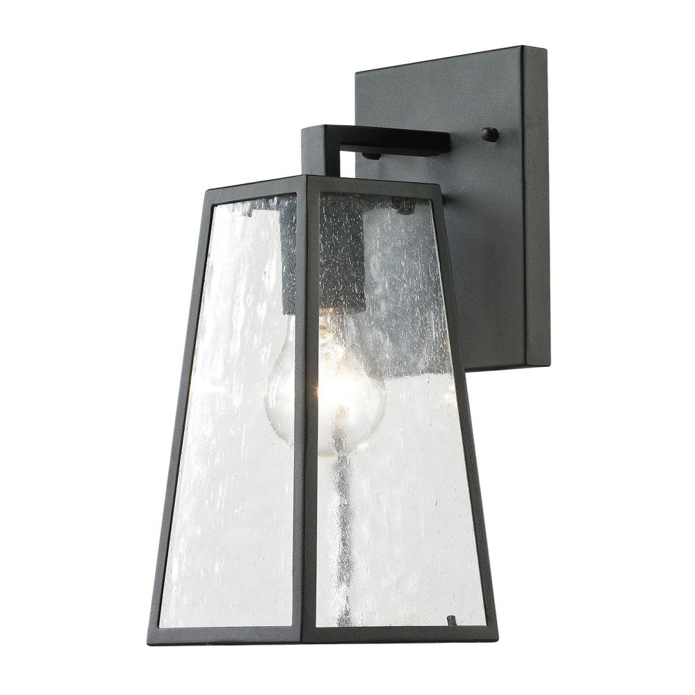 Elk Lighting-45090/1-Meditterano - 1 Light Outdoor Wall Lantern in Transitional Style with Modern Farmhouse and Southwestern inspirations - 12 by 5 inches wide   Matte Black Finish with Clear Seedy Gl