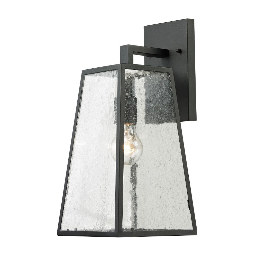 Elk Lighting-45091/1-Meditterano - 1 Light Outdoor Wall Mount in Transitional Style with Modern Farmhouse and Southwestern inspirations - 16 Inches tall and 7 inches wide   Matte Black Finish With Cle