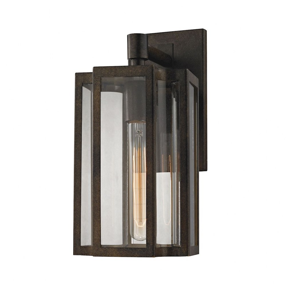 Elk Lighting-45144/1-Bianca - 1 Light Outdoor Wall Lantern in Transitional Style with Mission and Southwestern inspirations - 13 Inches tall and 6 inches wide   Hazelnut Bronze Finish with Clear Glass