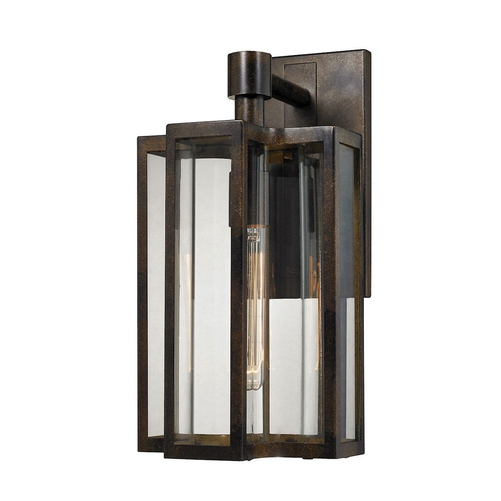 Elk Lighting-45145/1-Bianca - 1 Light Outdoor Wall Lantern in Transitional Style with Mission and Southwestern inspirations - 16 Inches tall and 8 inches wide   Hazelnut Bronze Finish with Clear Glass