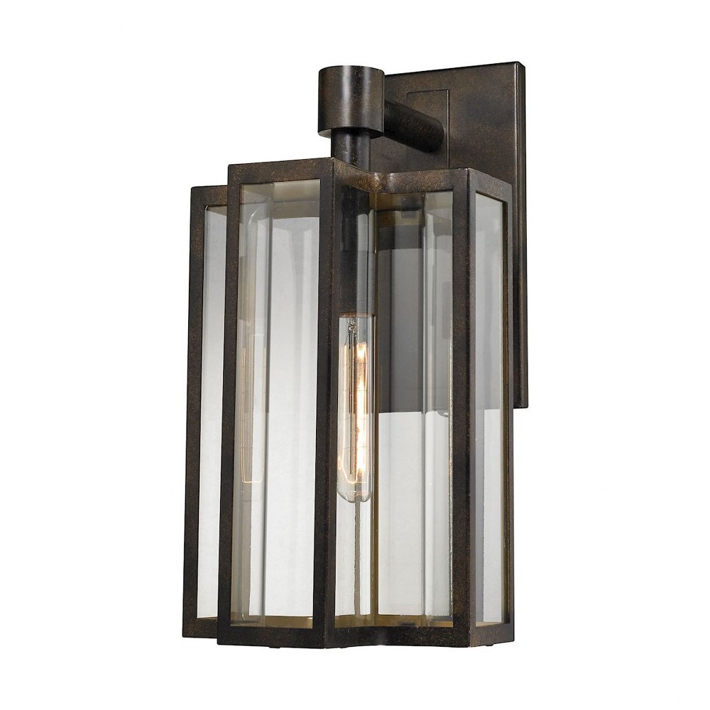 Elk Lighting-45146/1-Bianca - 1 Light Outdoor Wall Lantern in Transitional Style with Mission and Southwestern inspirations - 20 Inches tall and 10 inches wide   Hazelnut Bronze Finish with Clear Glas