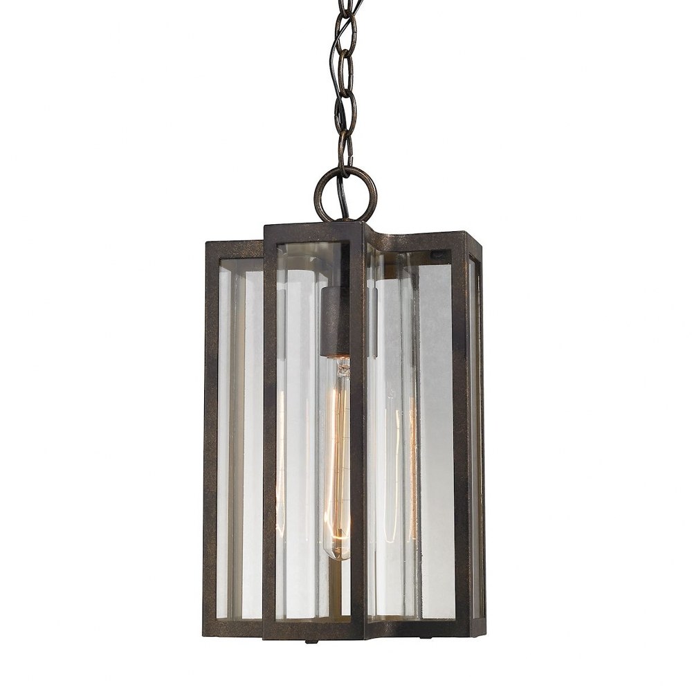 Elk Lighting-45147/1-Bianca - 1 Light Outdoor Pendant in Transitional Style with Mission and Southwestern inspirations - 14 Inches tall and 8 inches wide   Hazelnut Bronze Finish with Clear Glass